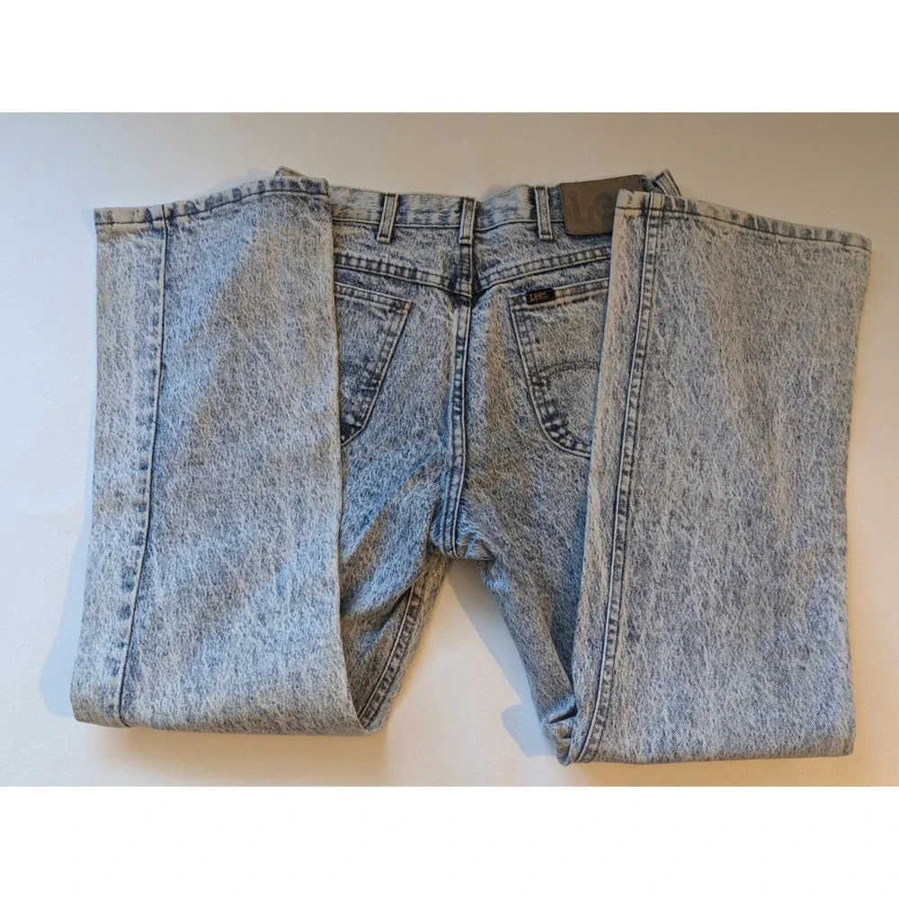 Vintage 1980 Lee Acid Wash Denim Jeans 33 x 30 Union Made Cotton USA